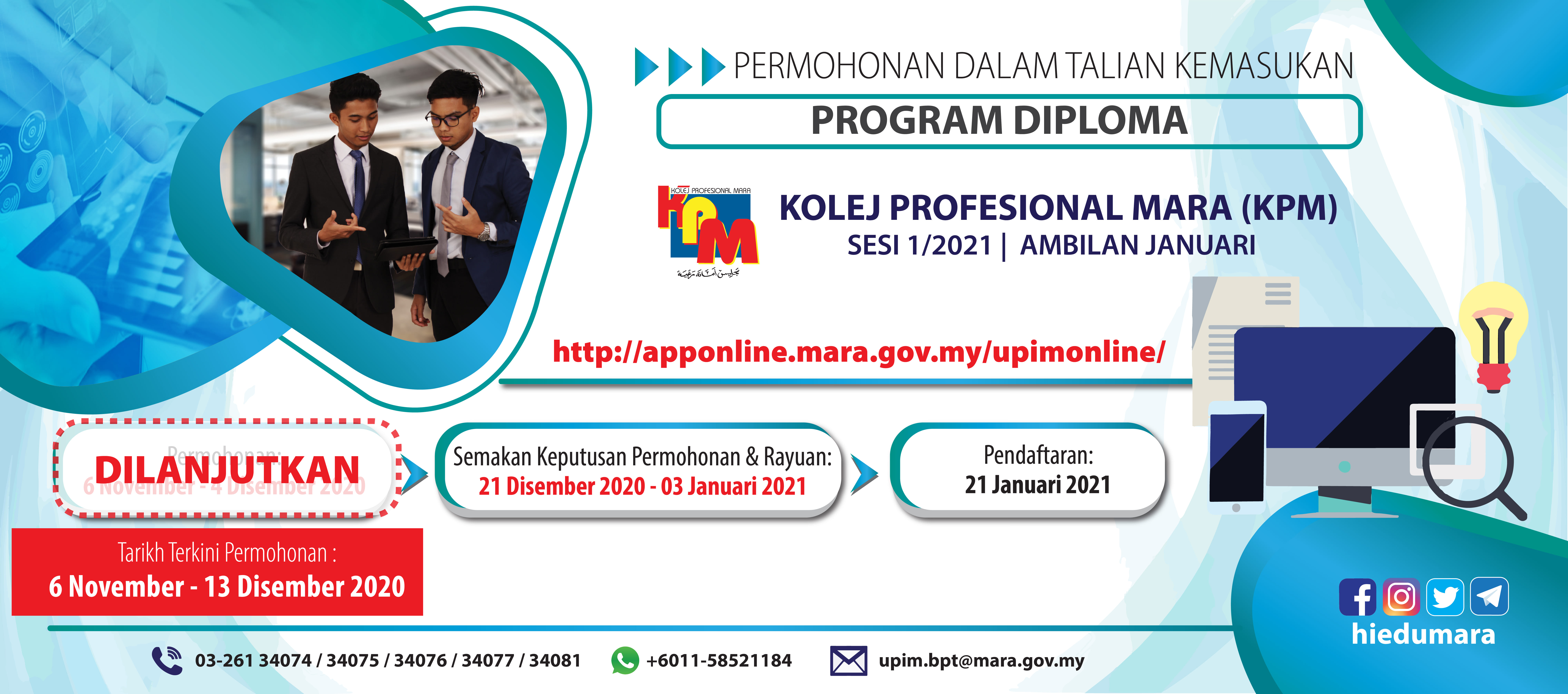 Semakan Keputusan Permohonan Rayuan Kemasukan Ke Program Diploma Kolej Profesional Mara Kpm Sesi 1 2021 Ambilan Januari Majlis Amanah Rakyat