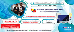 Semakan Keputusan Permohonan Rayuan Kemasukan Ke Program Diploma Kolej Profesional Mara Kpm Sesi 1 2021 Ambilan Januari Majlis Amanah Rakyat